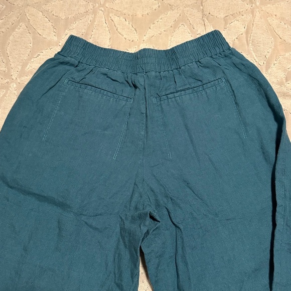 Athleta teal wide leg cropped linen pants, size 6 - Picture 4 of 6